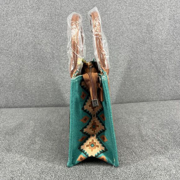 Wrangler Southwestern Small Crossbody Tote Bag Green WG2203-8120S\STQ - Picture 5 of 13